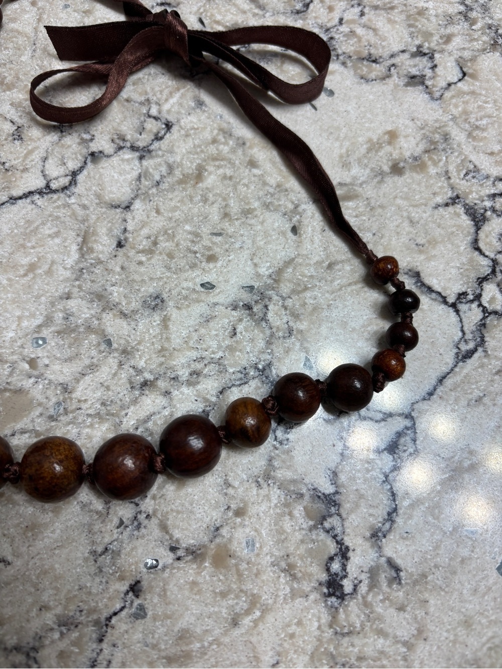 Elegant Brown Wooden Beaded Necklace - Picture 6 of 9